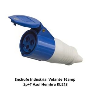 ENCHUFE INDUSTRIAL VOLANTE 16AMP 2P+T AZUL HEMBRA