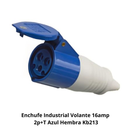 ENCHUFE INDUSTRIAL VOLANTE 16AMP 2P+T AZUL HEMBRA