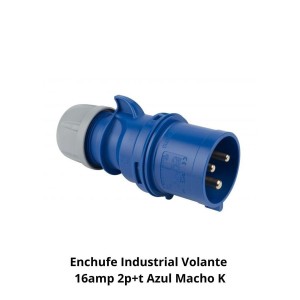 ENCHUFE INDUSTRIAL VOLANTE 16AMP 2P+T AZUL MACHO