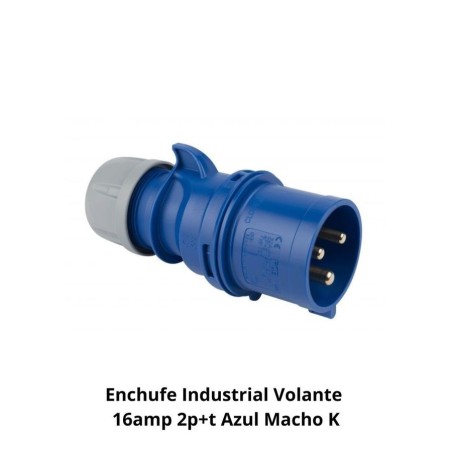 ENCHUFE INDUSTRIAL VOLANTE 16AMP 2P+T AZUL MACHO