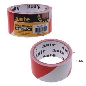 CINTA POLIETILENO ADVERTENCIA ROJO/BLANCO 48MMX50M