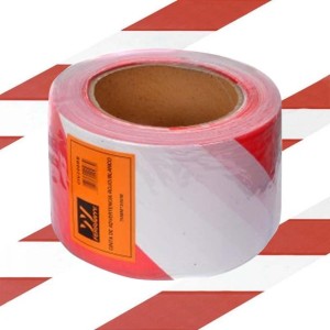 CINTA POLIETILENO ADVERTENCIA ROJO/BLANCO 75MMX200