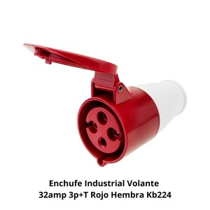 ENCHUFE INDUSTRIAL VOLANTE 32AMP 3P+T ROJO HEMBRA