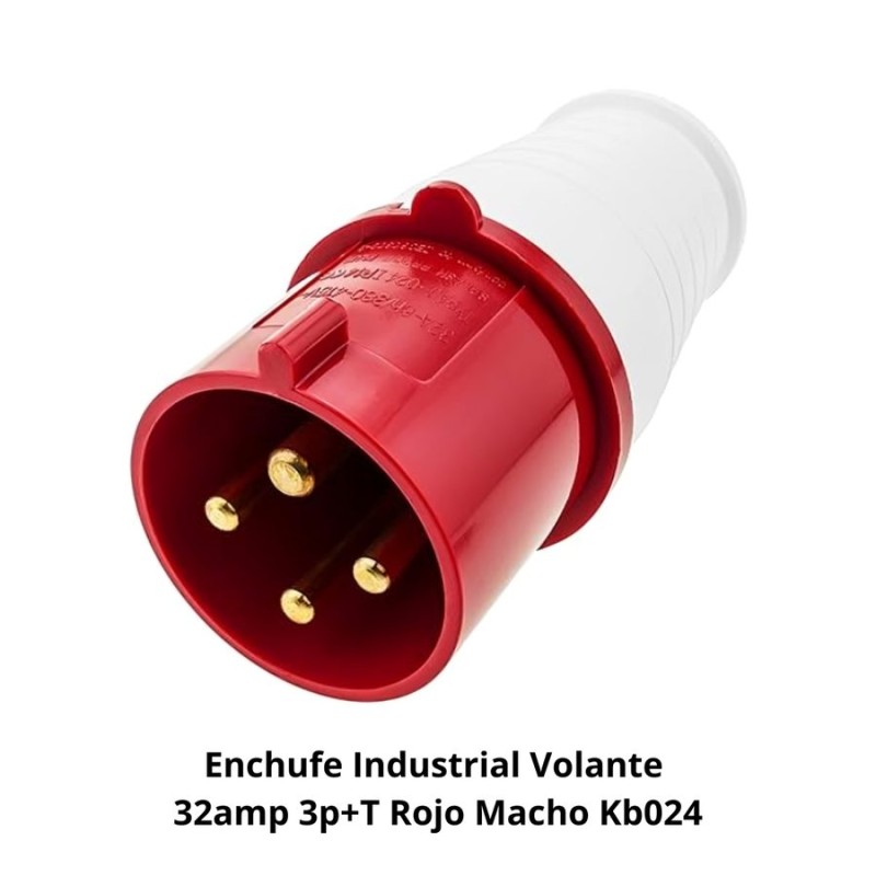 ENCHUFE INDUSTRIAL VOLANTE 32AMP 3P+T ROJO MACHO K