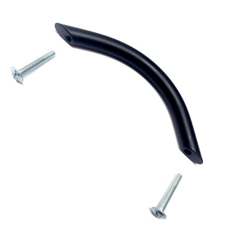 MANILLA METAL LISO PAVONADO NEGRO CURVA 100 MM CON