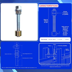 PIVOTE GUIA METAL CORREDERA PC-25 PARA U-30