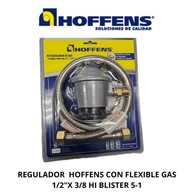 REGULADOR HOFFENS CON FLEXIBLE GAS 1/2"X3/8 HI BL