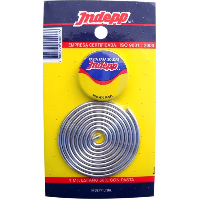 SOLDADURA ESTANO 1 MT + PASTA SOLDAR 10 GR INDEPP