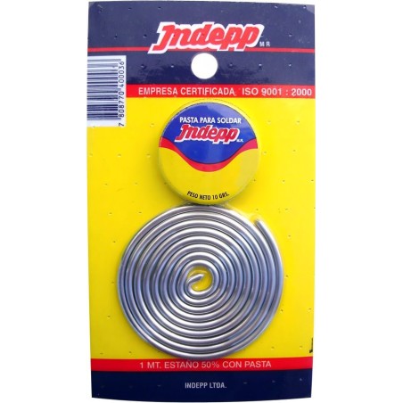 SOLDADURA ESTANO 1 MT + PASTA SOLDAR 10 GR INDEPP