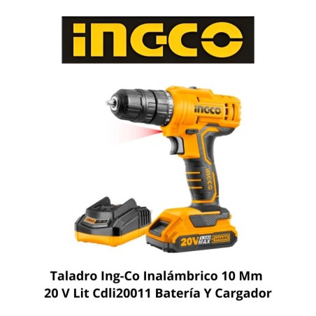 TALADRO INGCO INALAMBRICO 10 MM 20 V LIT CDLI2001