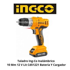 TALADRO INGCO INALAMBRICO 10 MM 12 V LIT CDLI1221