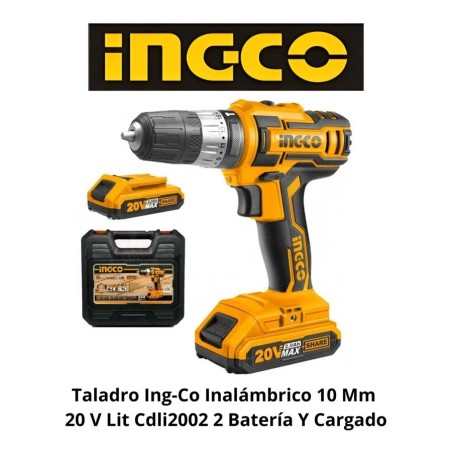 TALADRO INGCO INALAMBRICO 10 MM 20 V LIT CDLI2002