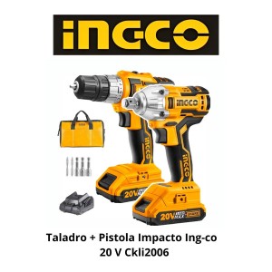 TALADRO + PISTOLA IMPACTO WADFOW WCK2017 2 BAT+1 C